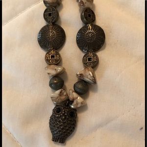 HAND MADE ONE OF A KIND NECKLACE W/ OWL PENDANT